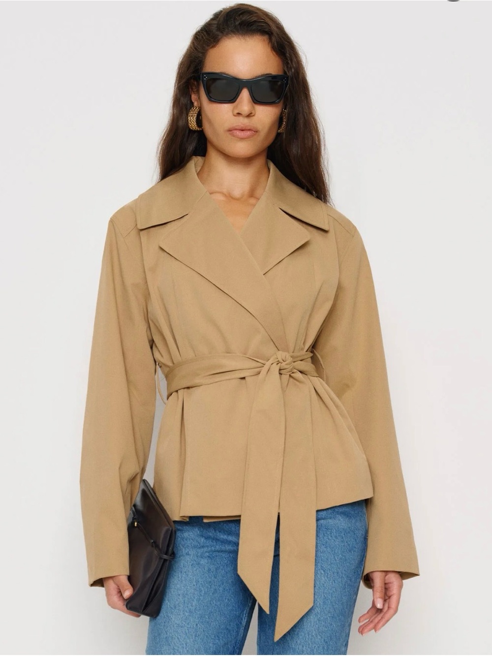 NWD Reformation Jaden Cropped Camel Trench Coat (Missing Belt)